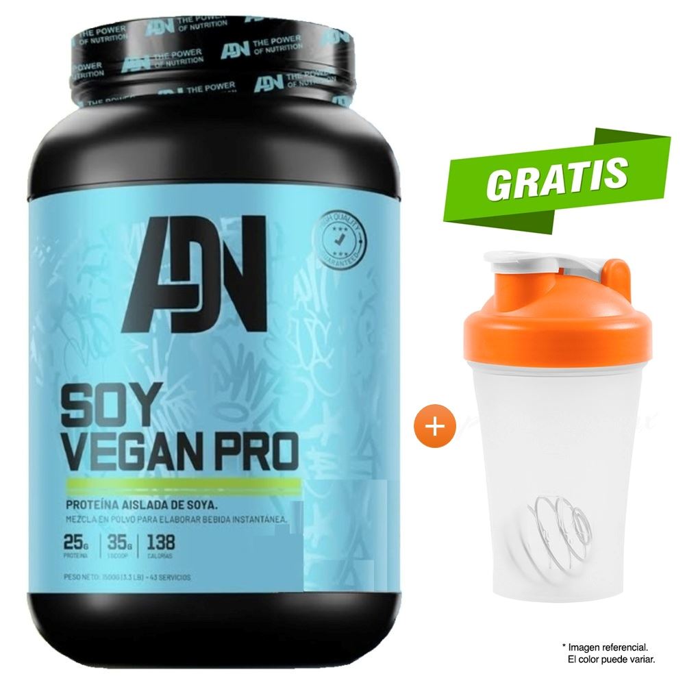 Proteína ADN Nutrition Soy Vegan 1.5 kg Vainilla + Shaker
